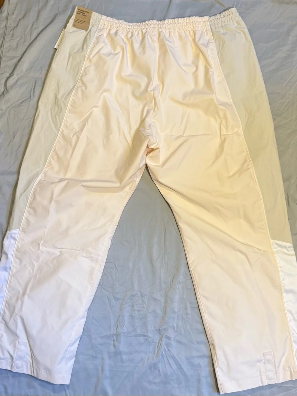 Nike Cream Wide-Leg Track Pants with White Side Panel